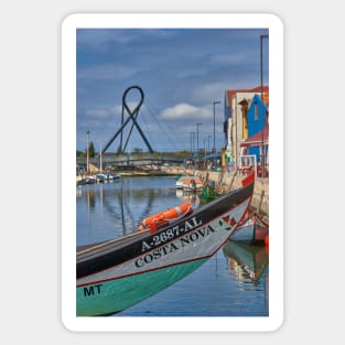 Aveiro - canal boat and bridge Sticker